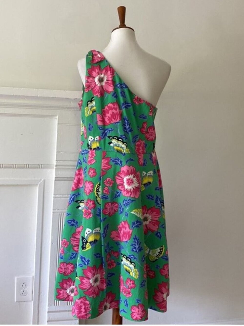 Talbots Dress 12 One Shoulder Large Retro Semi Formal Butterfly Wedding Guest - Picture 10 of 14